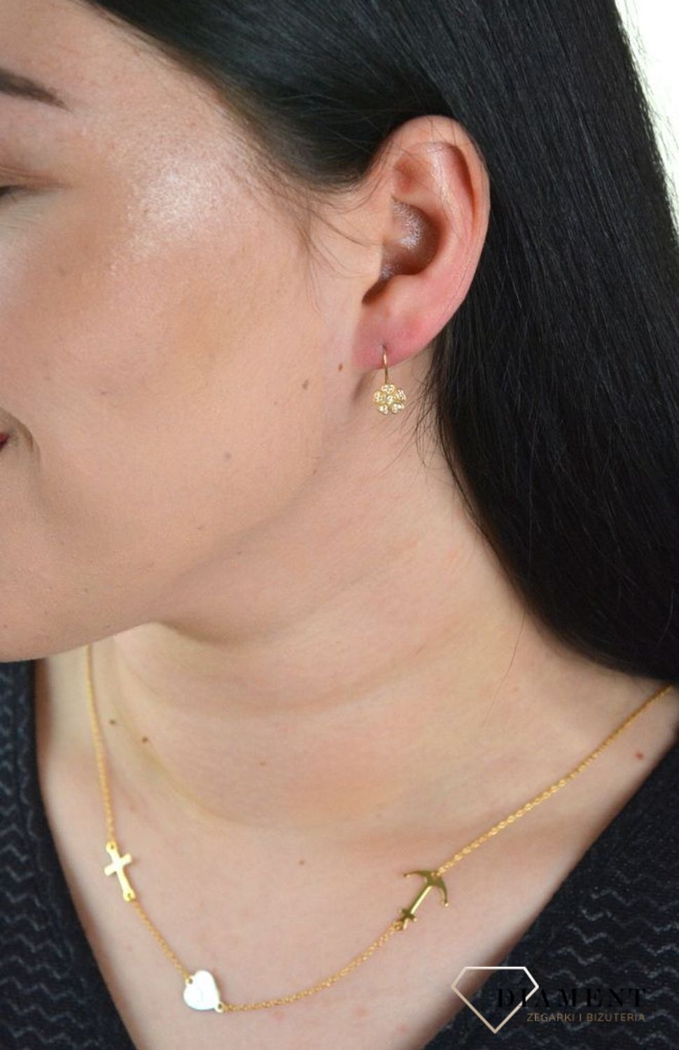 Złote kolczyki kwiatki z cyrkoniami 333 KL 7962 333.jpg